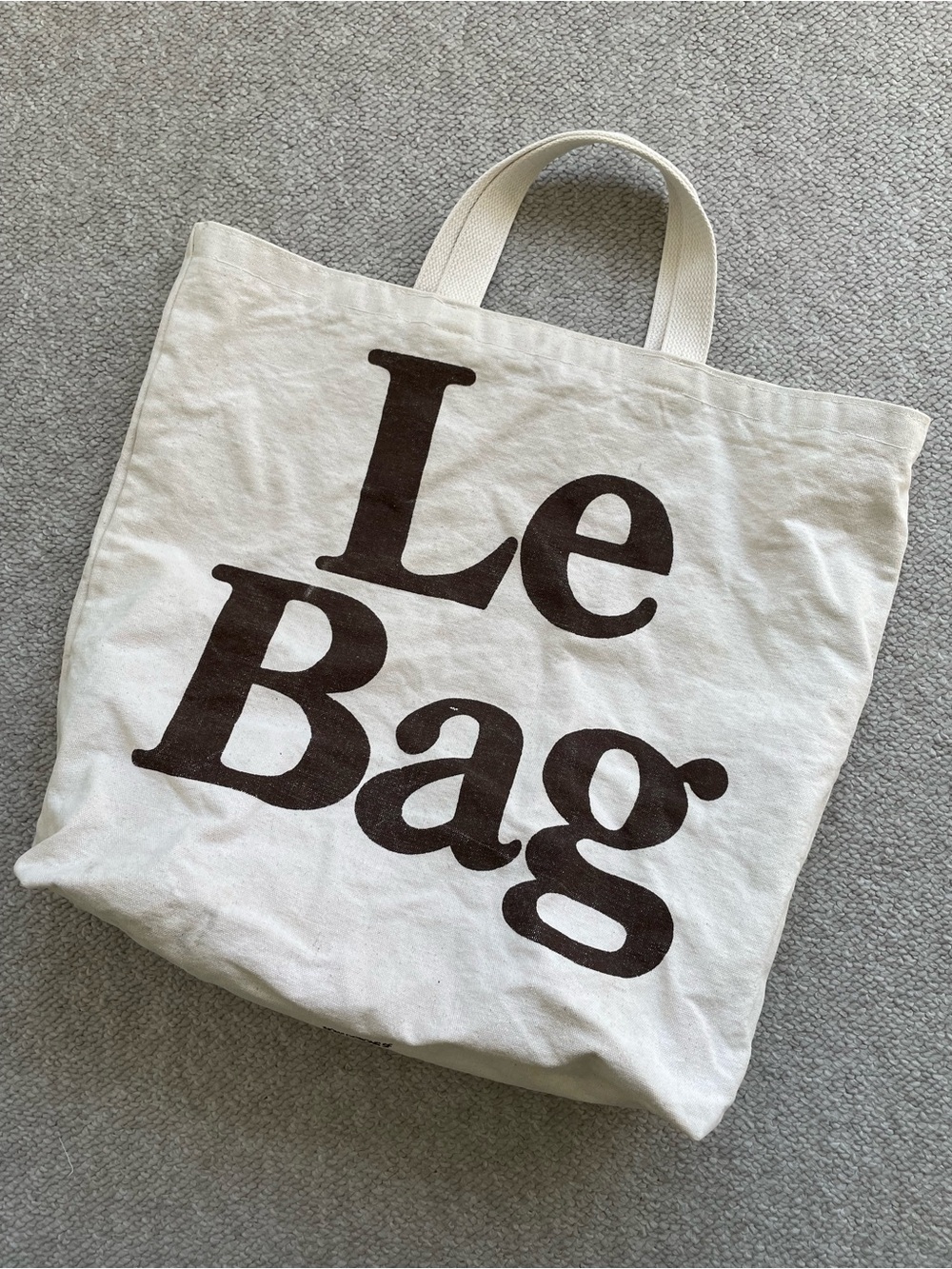 Vintage 80s Le Bag Cream Canvas Tote Bag, Cotton Canvas